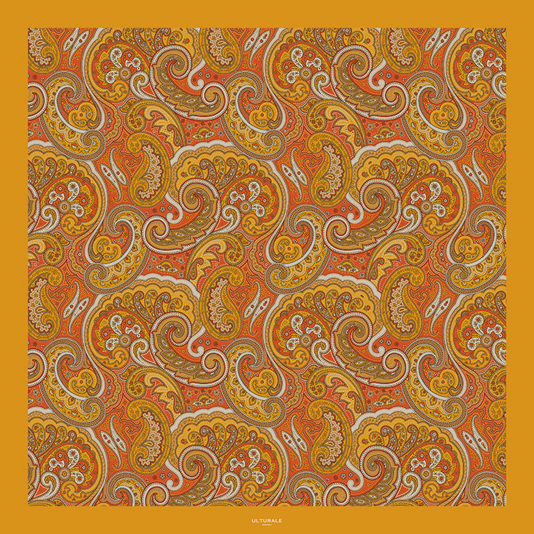 Ulturale Foulard Paisley Senape in 100% seta - Ulturale