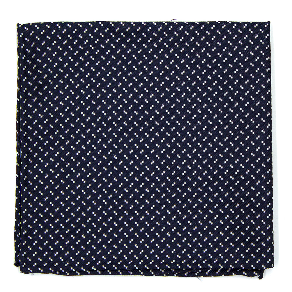 Ulturale Pochette blu con pattern bianco in 100% seta - Ulturale