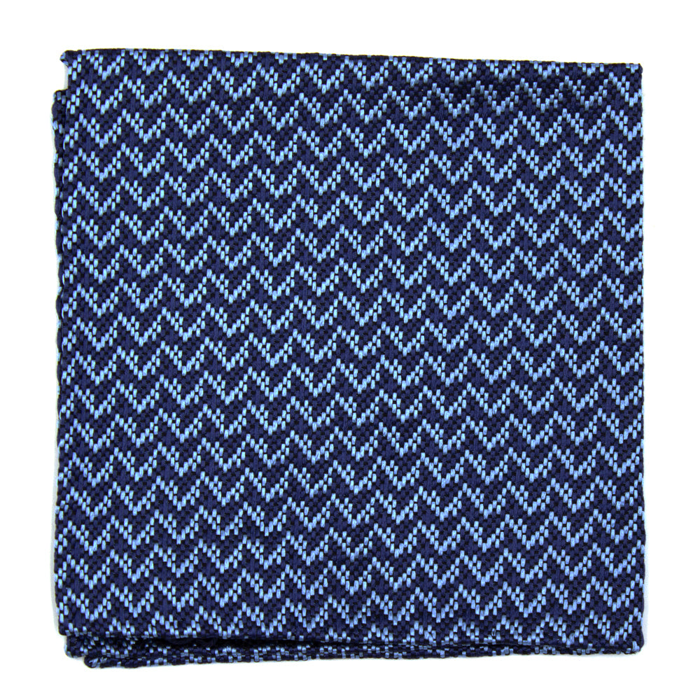 Ulturale Pochette con pattern geometrico azzurro e blu in 100% seta - Ulturale