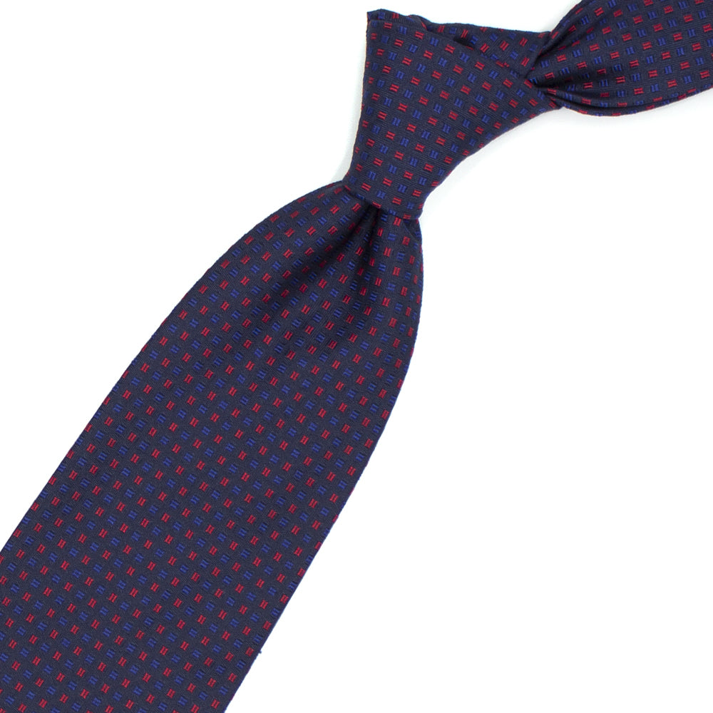 Blue tie with tone-on-tone and red weave