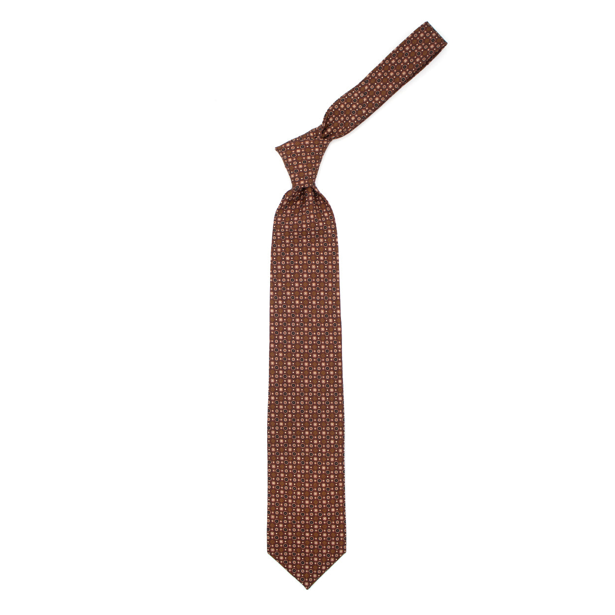 Brown tie with small medallions