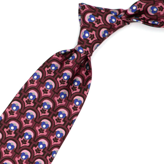 Red tie with blue flowers