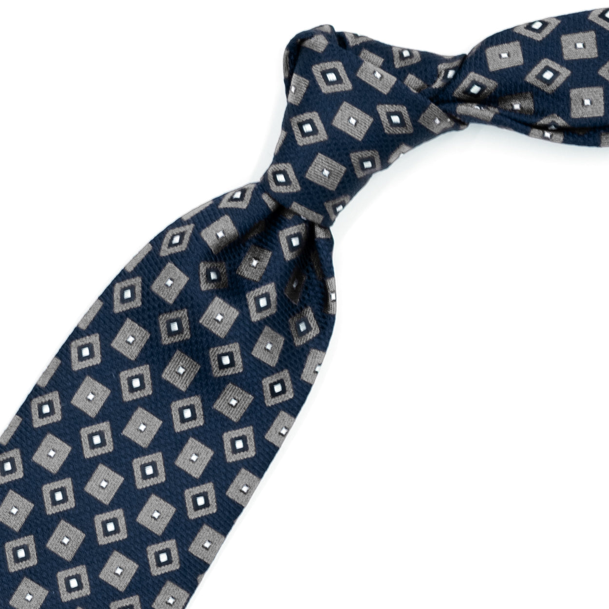 Blue tie with grey squares