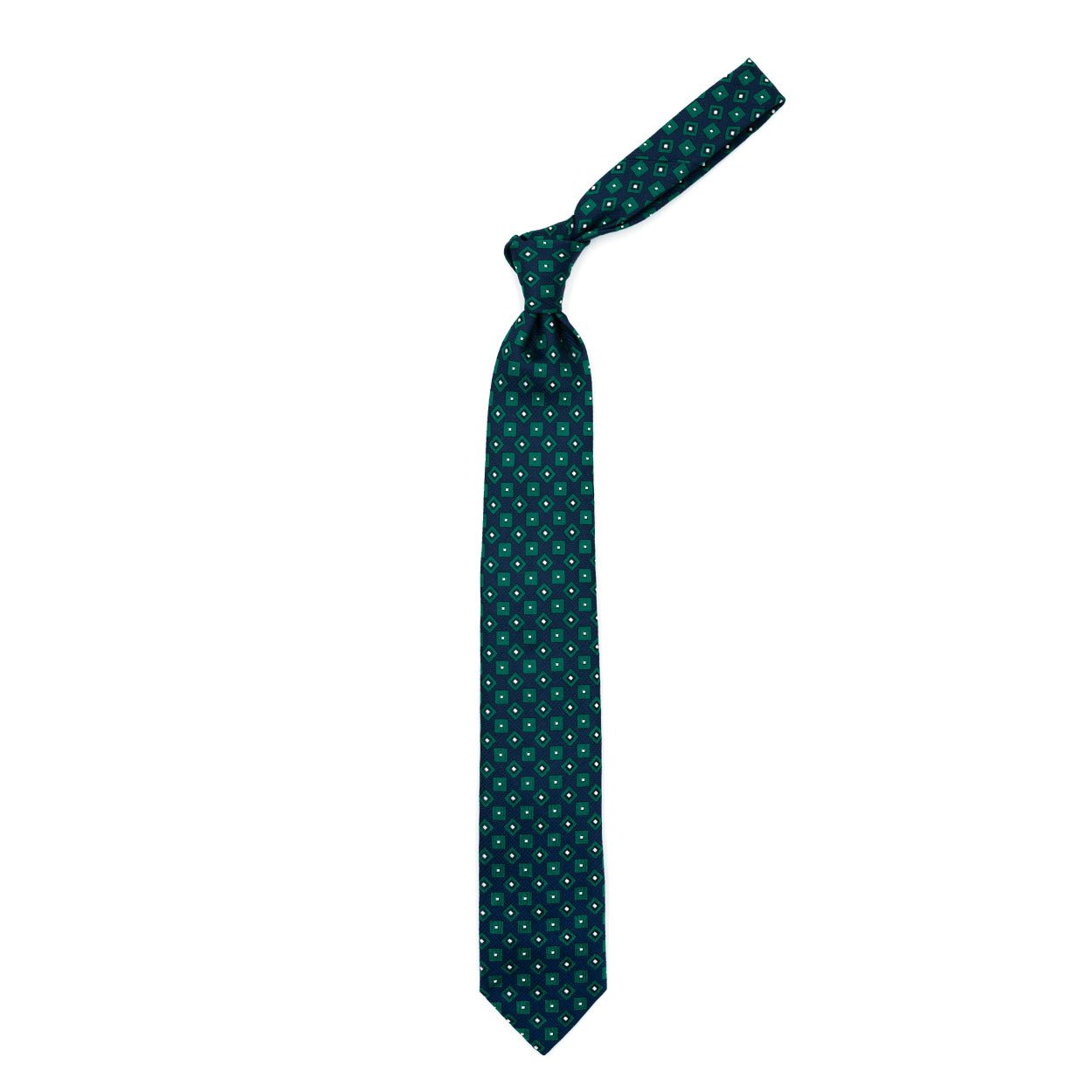 Blue tie with petrol green squares