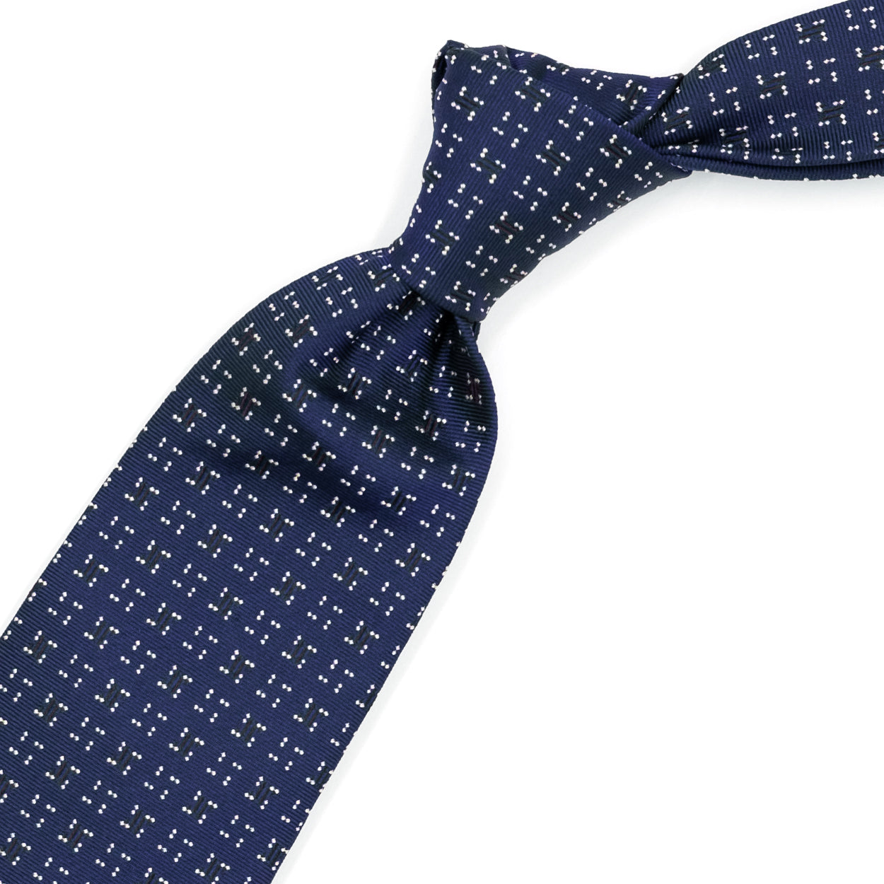 Blue tie with white dots