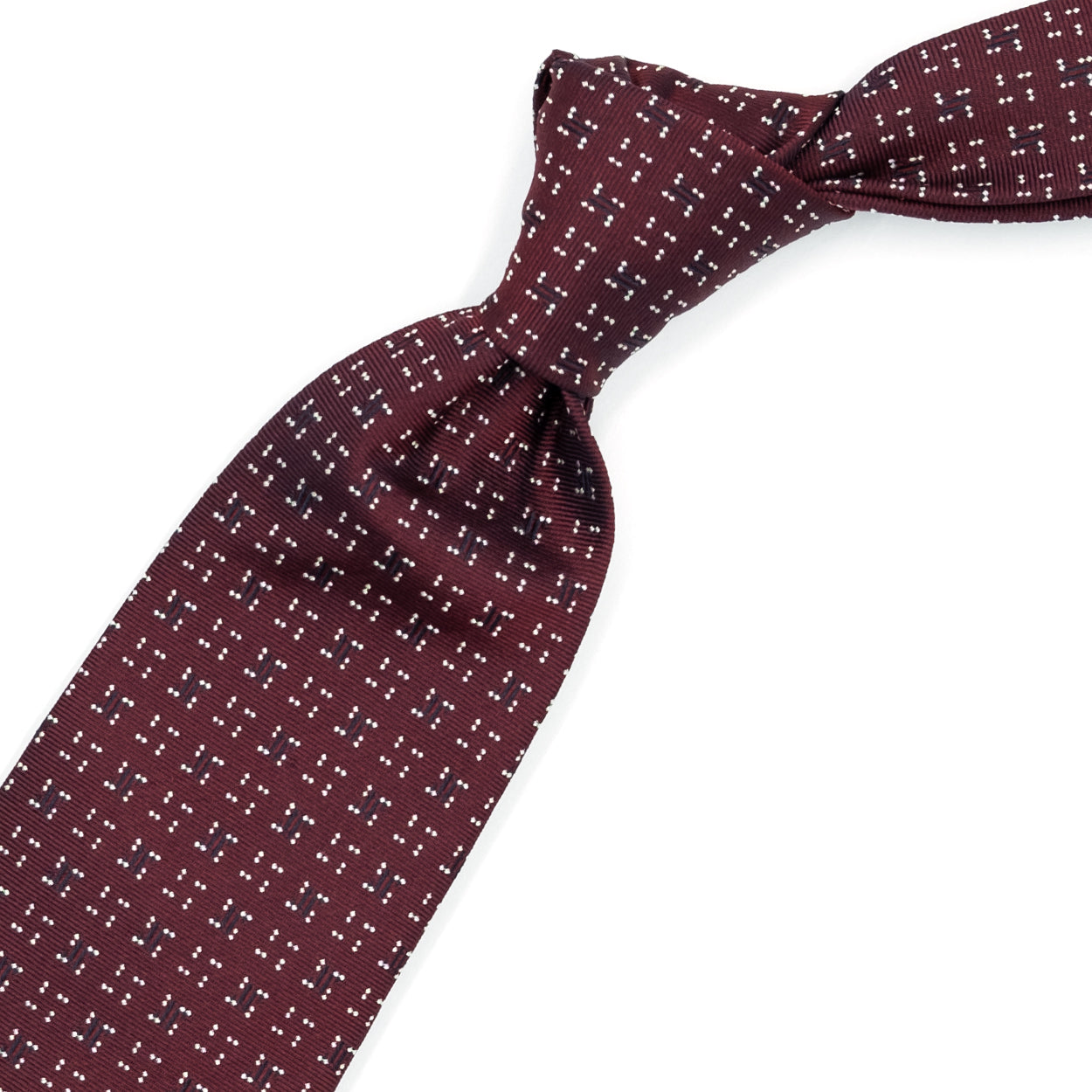 Bordeaux tie with white dots