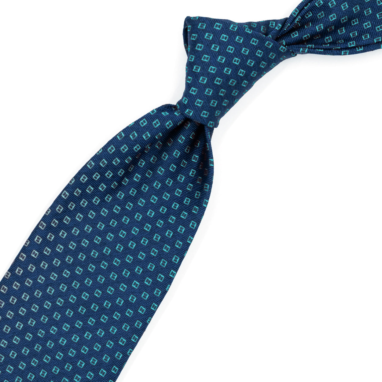 Blue tie with light blue pattern