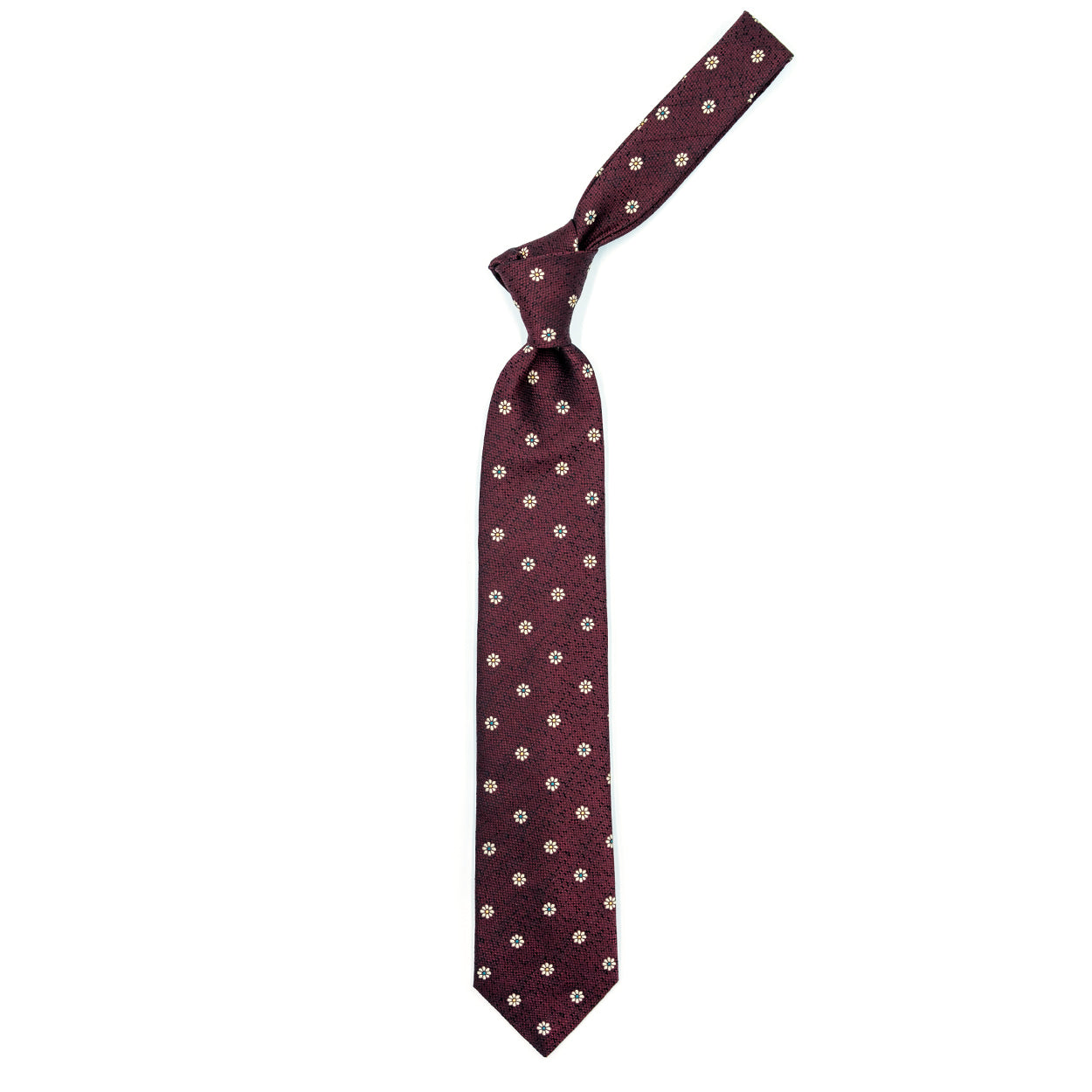 Bordeaux tie with daisies