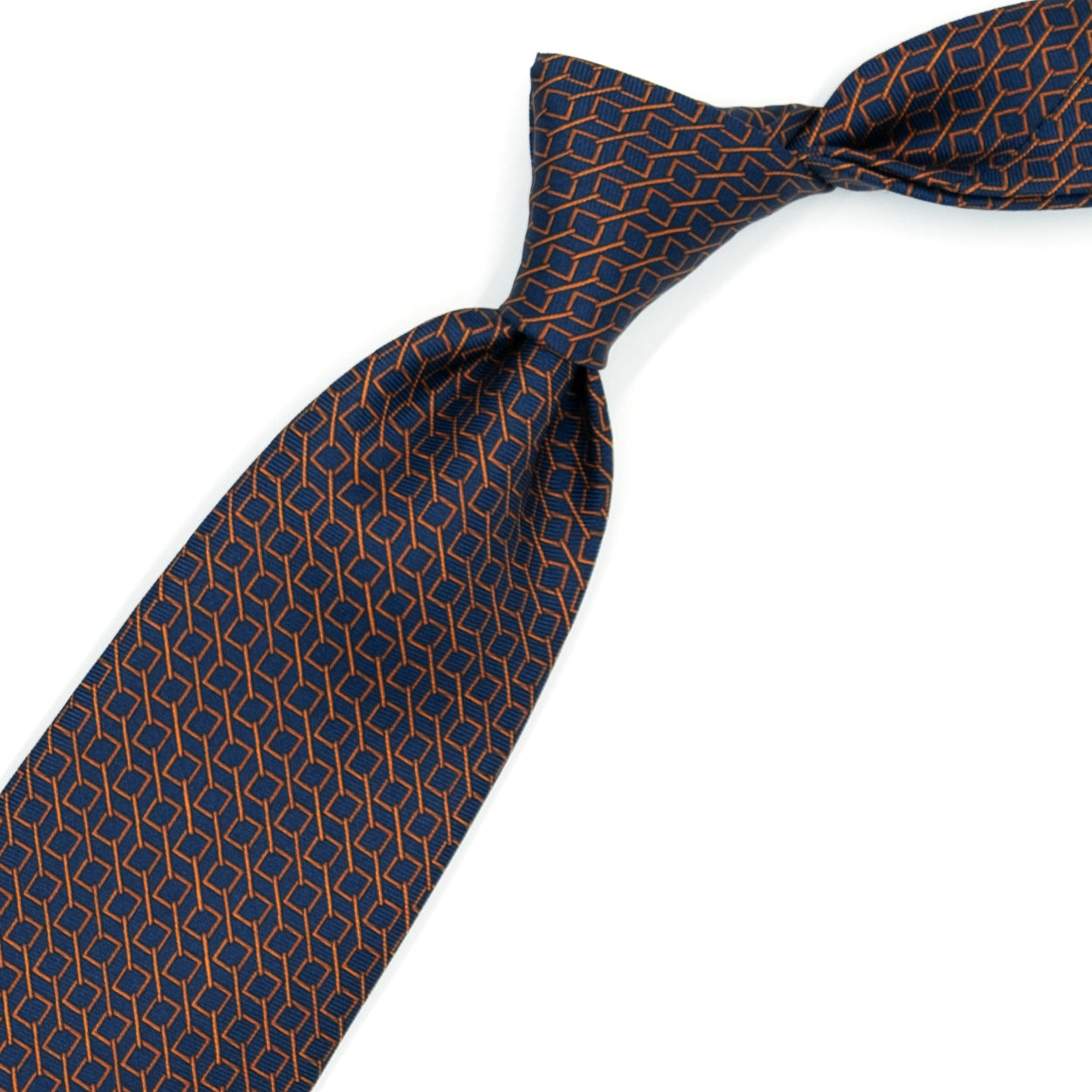 Blue tie with orange chain