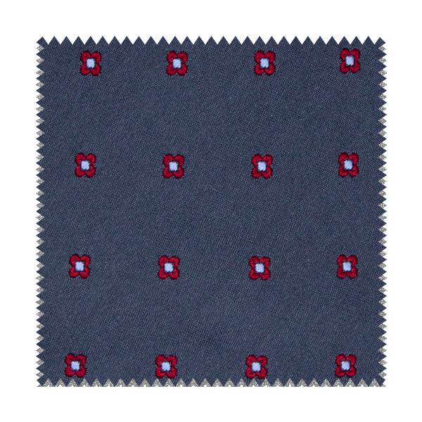 Grey fabric with red and blue flowers