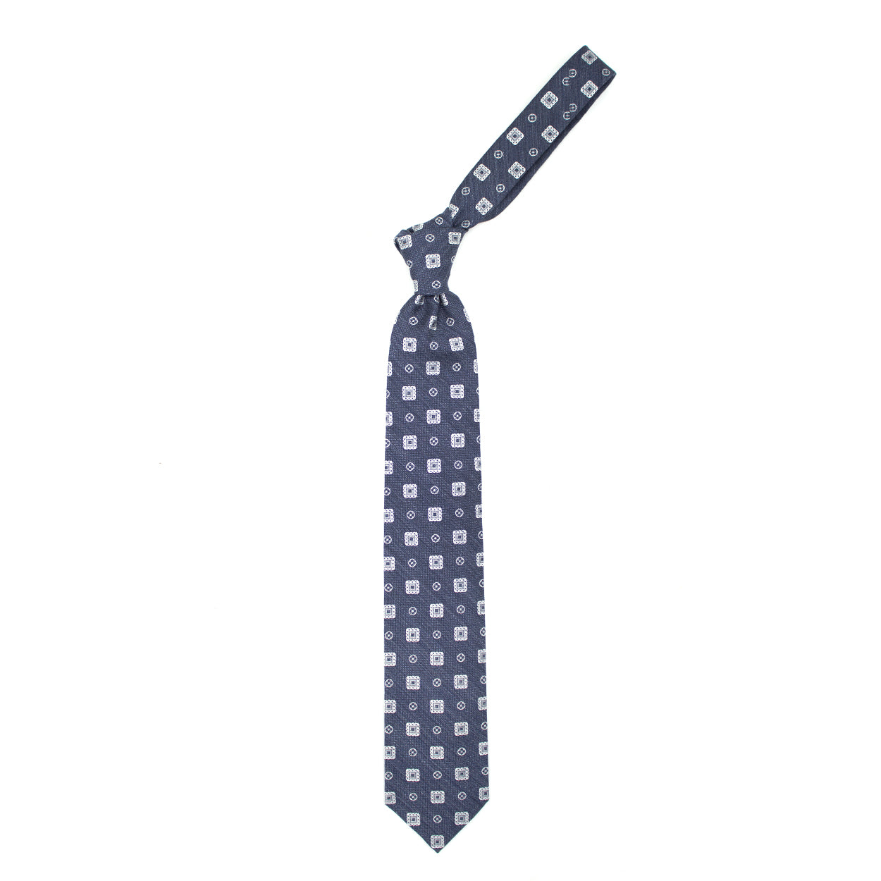 Grey tie with grey and white pattern