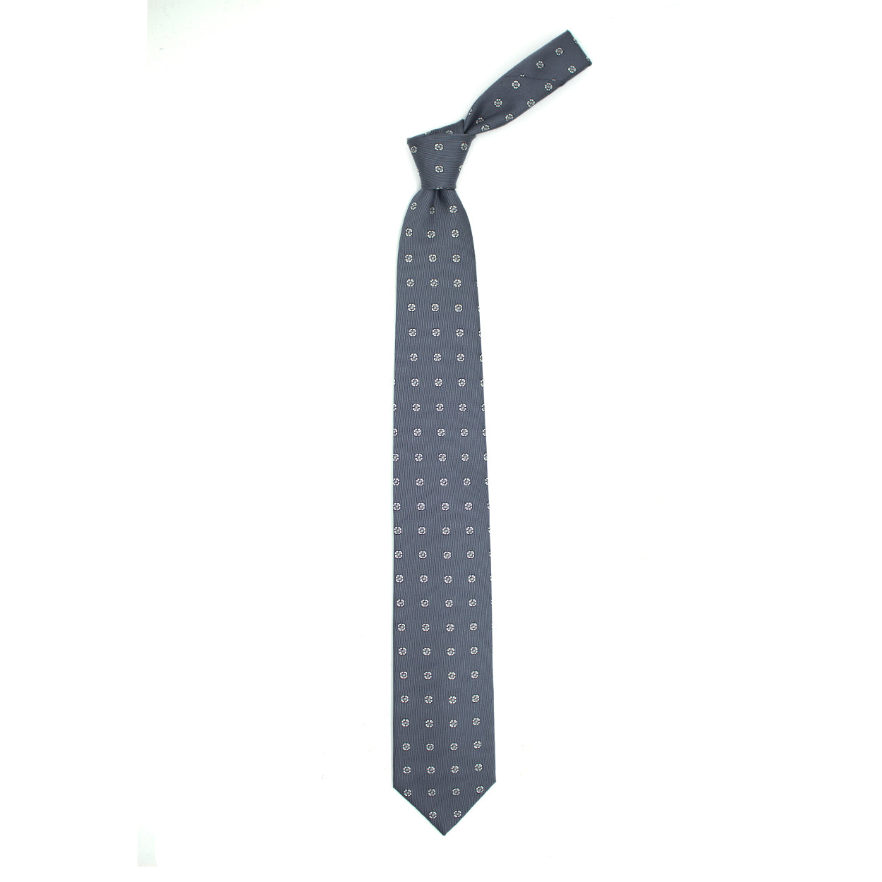 Grey tie with white and light grey pattern