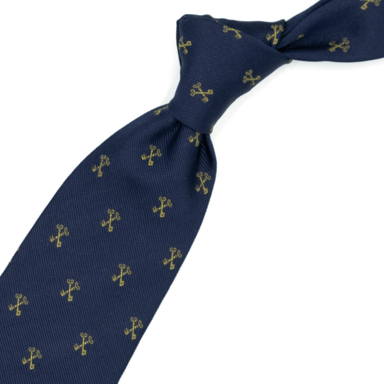 Blue tie with gold keys