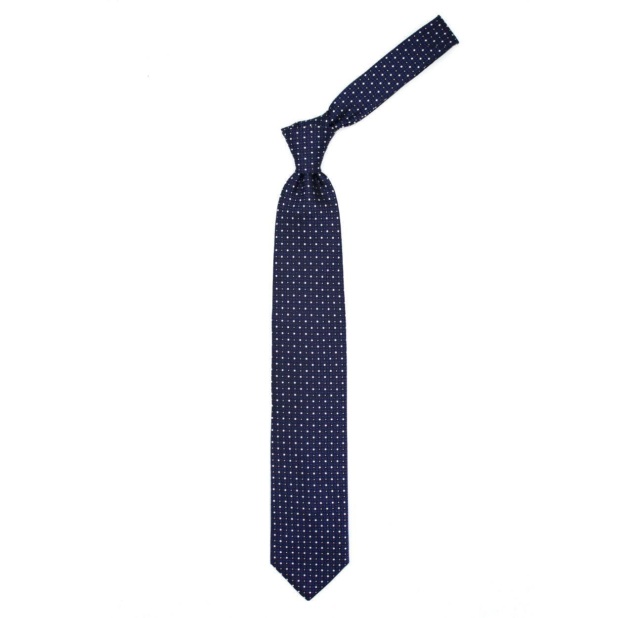 Blue textured tie with white dots