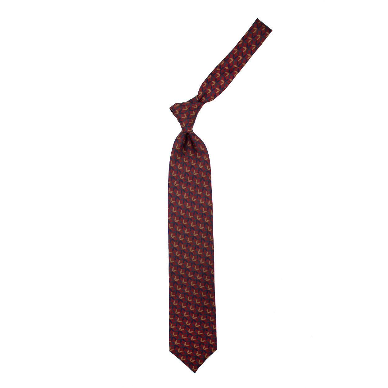 Bordeaux tie with beige, blue and green flowers