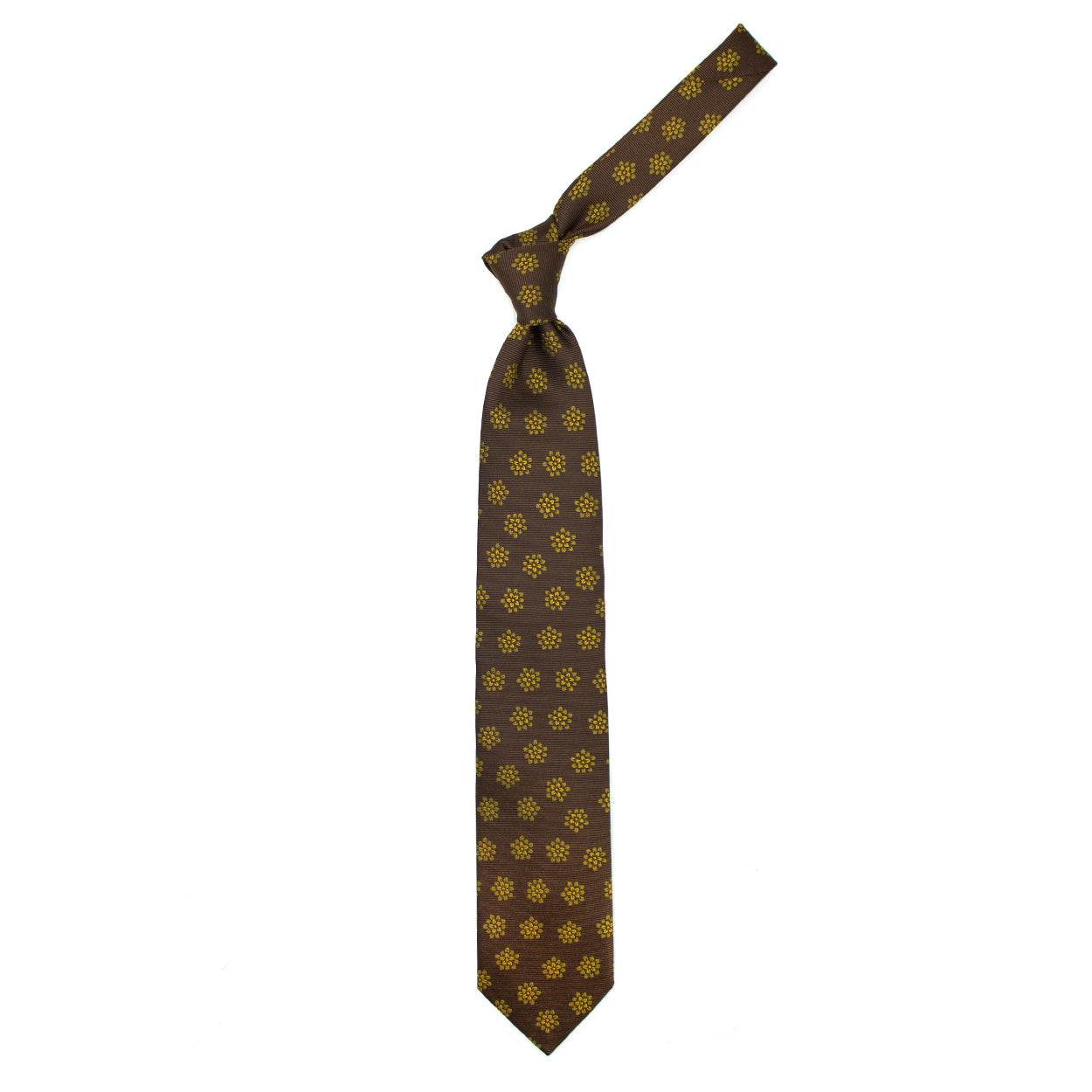 Brown tie with mustard flowers