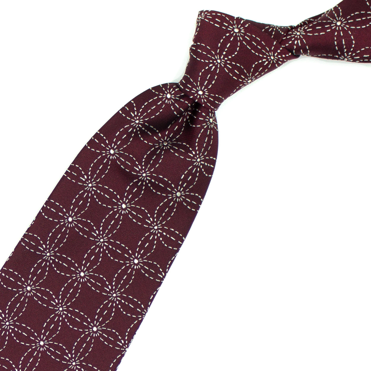 Bordeaux tie with grey flowers