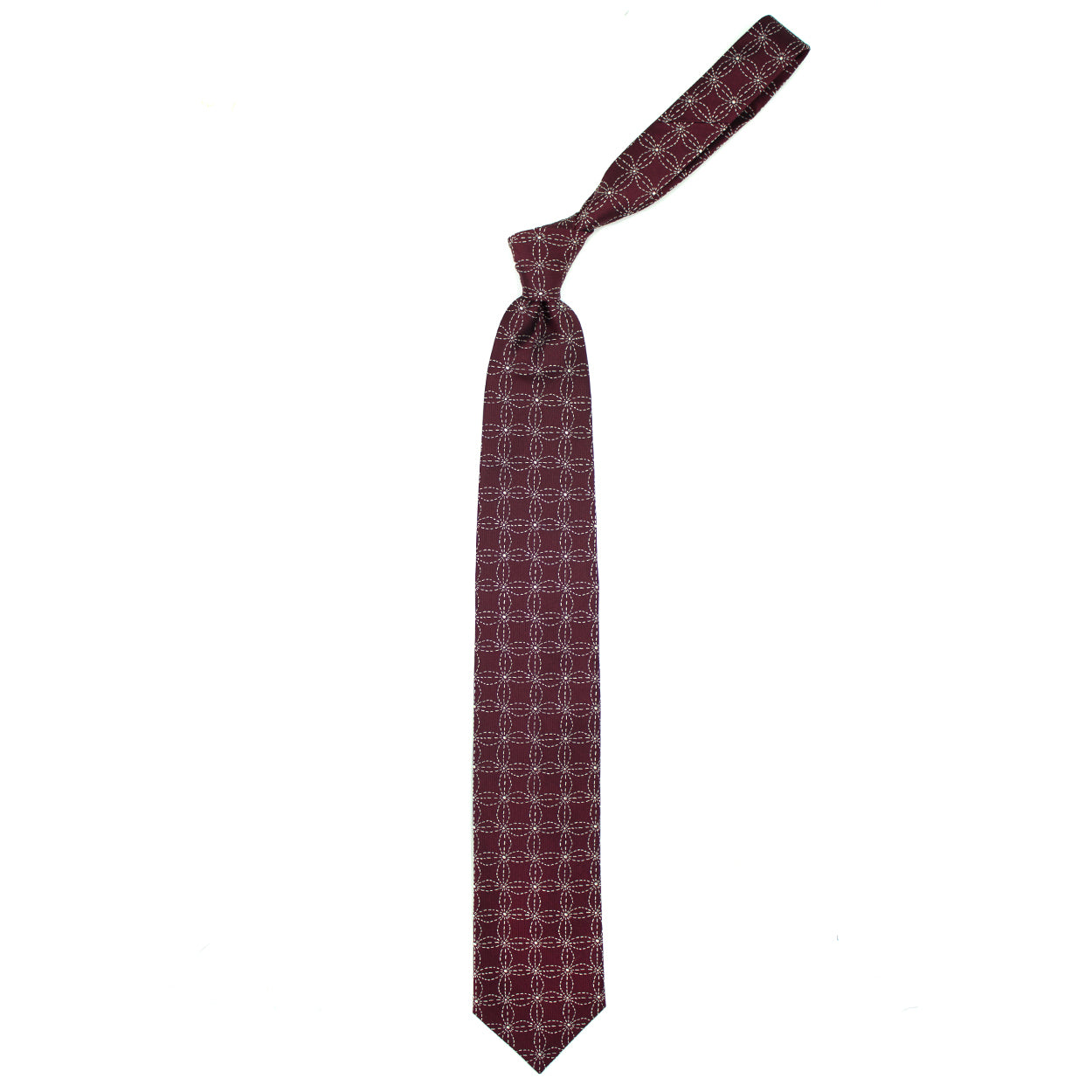 Bordeaux tie with grey flowers