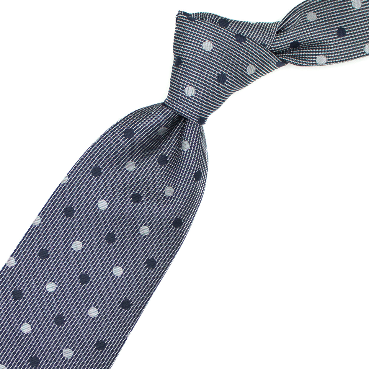 Blue and grey polka dot textured tie