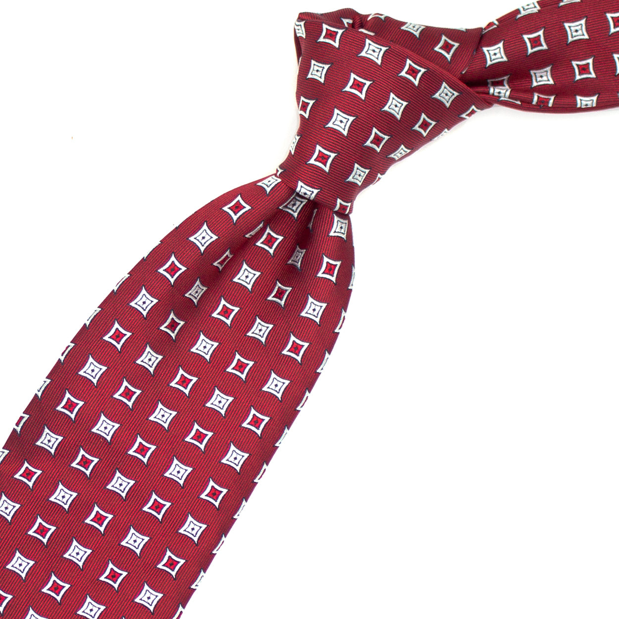 Red tie with white squares