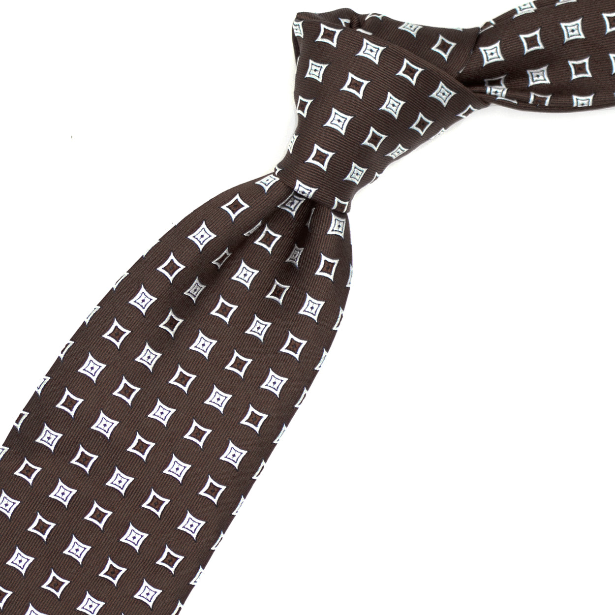 Brown tie with white squares