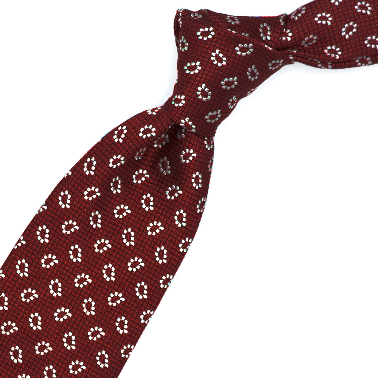 Red tie with white paisleys