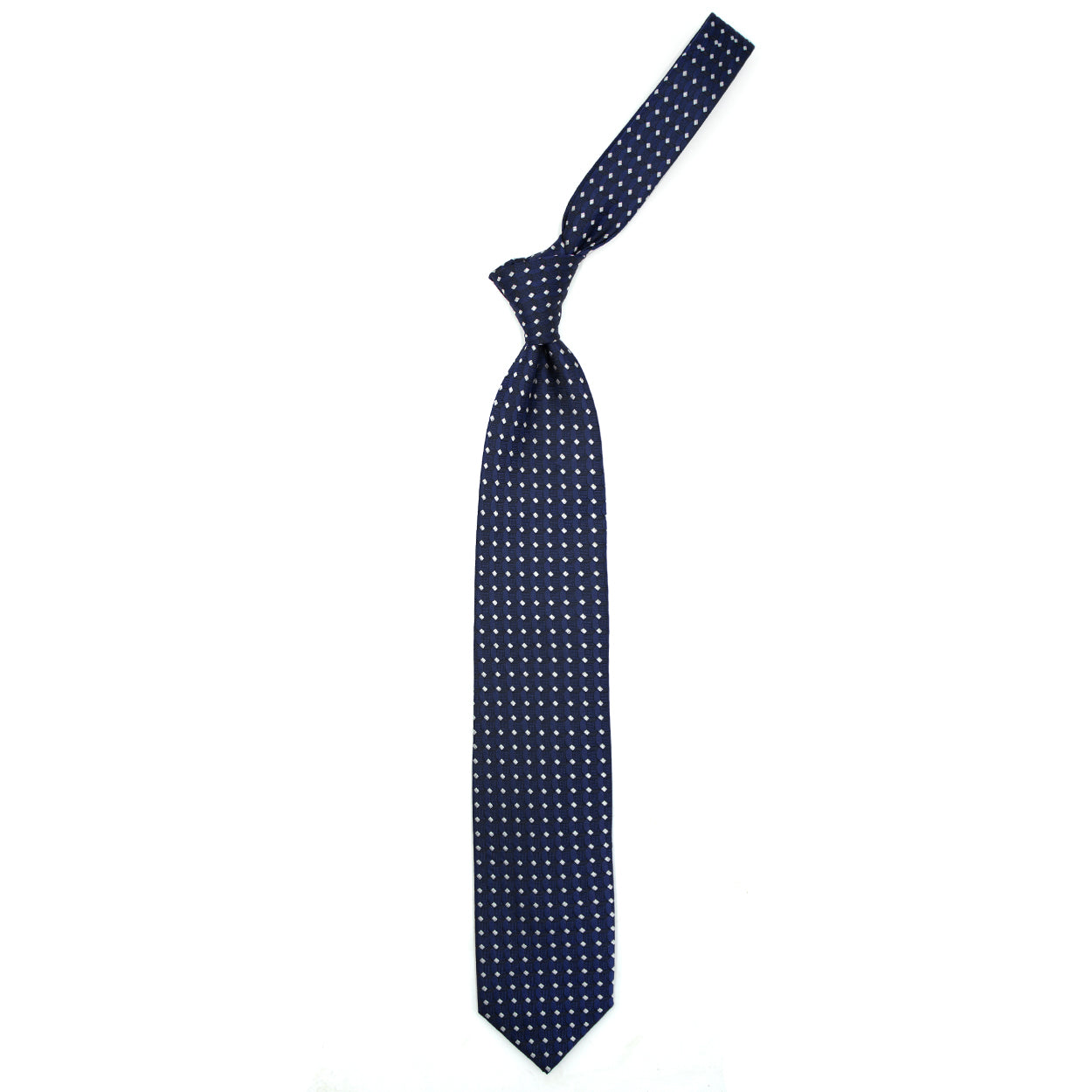 Blue and grey geometric pattern tie