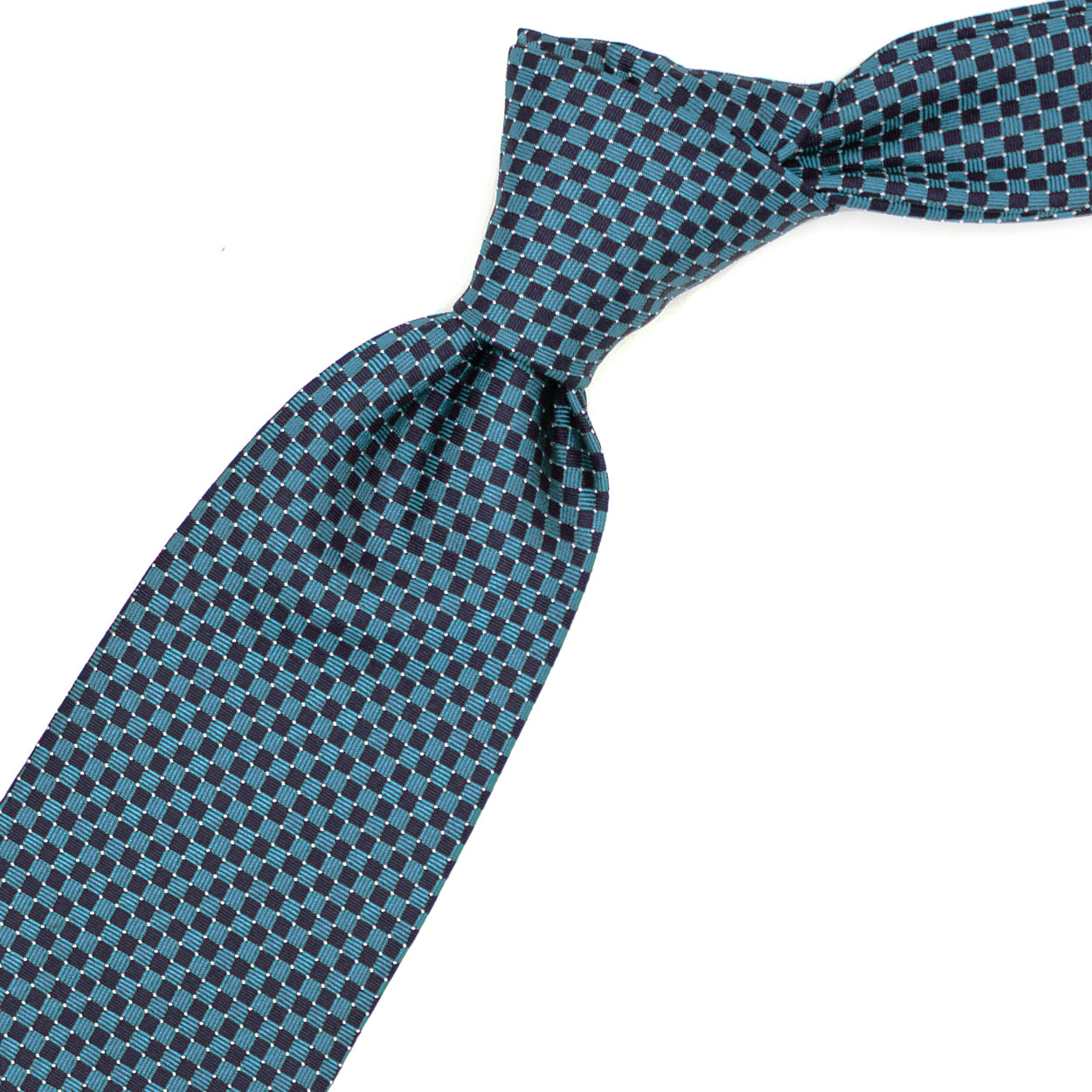 Tie with blue and light blue geometric pattern