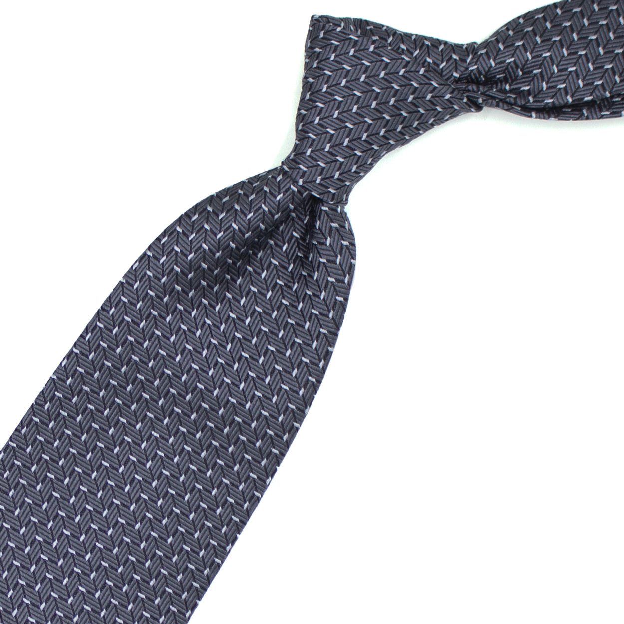 Grey, white and black woven tie