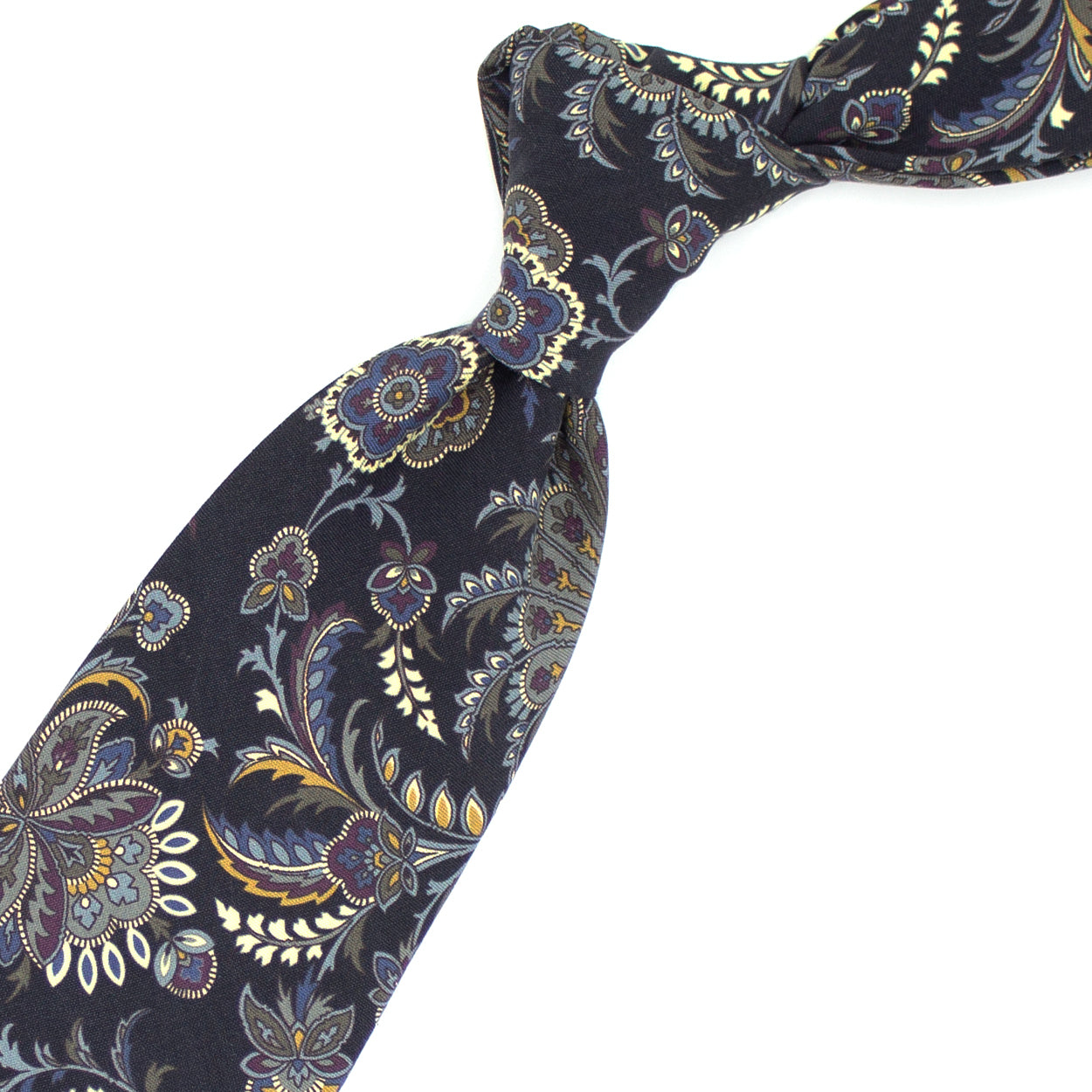 Blue tie with floral pattern