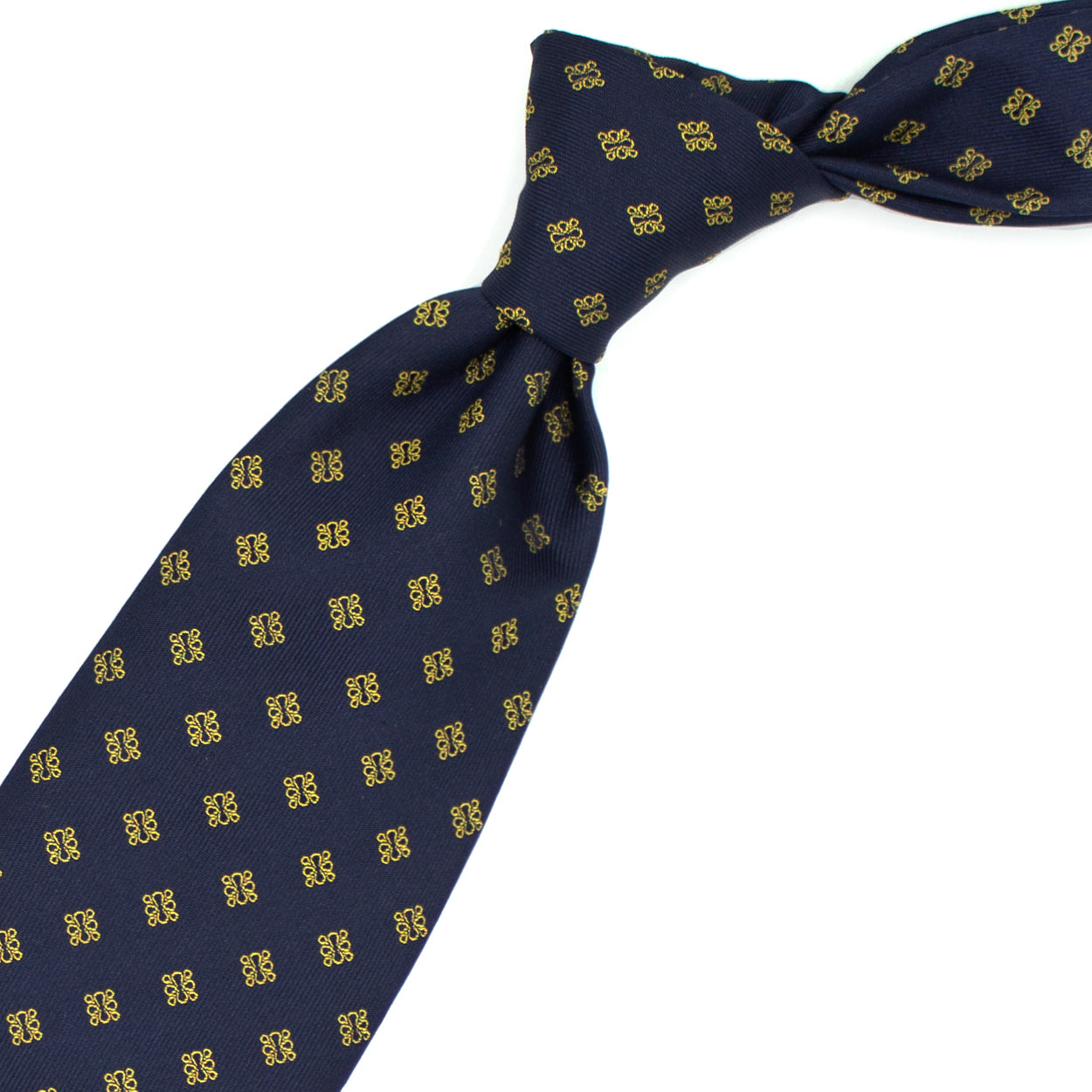 Blue tie with yellow flowers