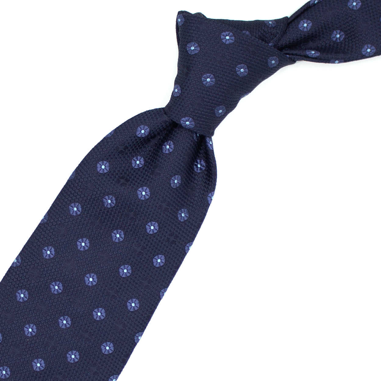 Blue tie with blue and tone-on-tone flowers