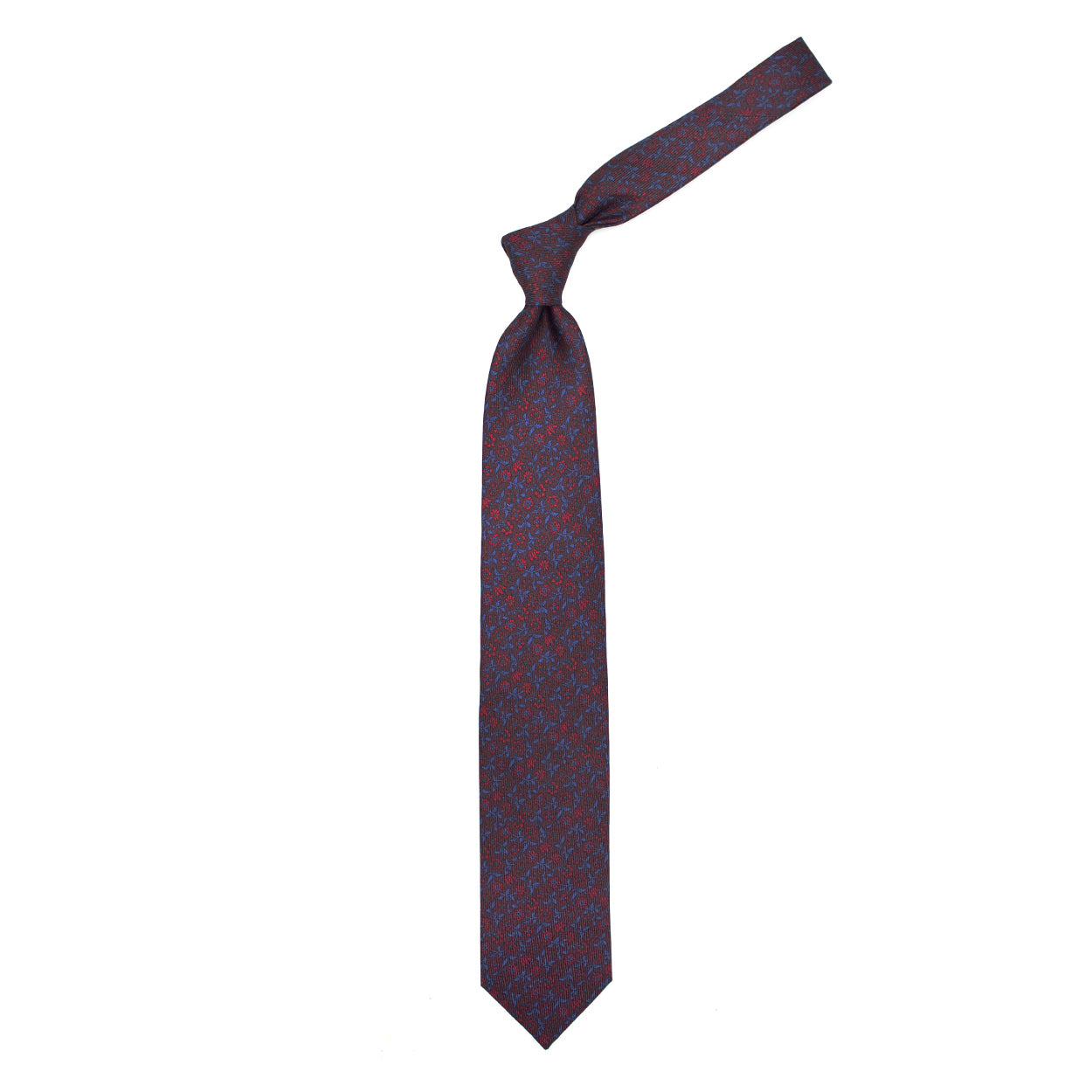 Bordeaux tie with red and blue flowers