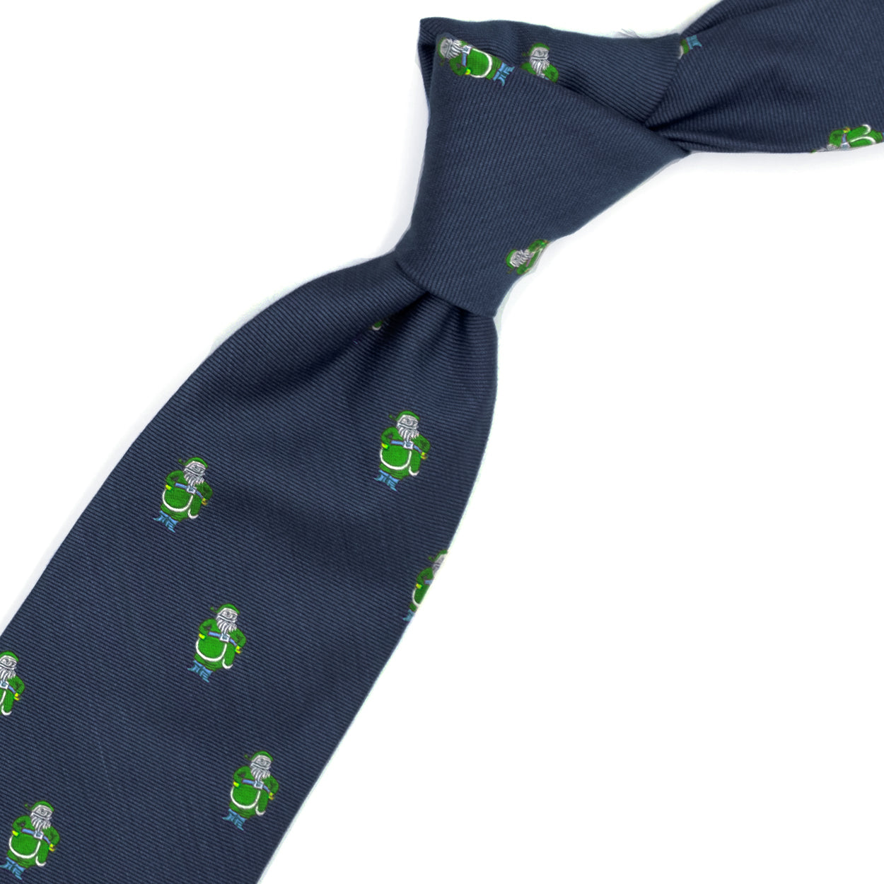 Blue tie with Santa Claus pattern