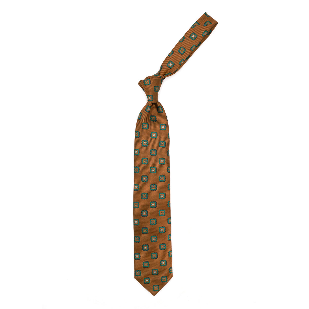 Light brown tie with green flowers