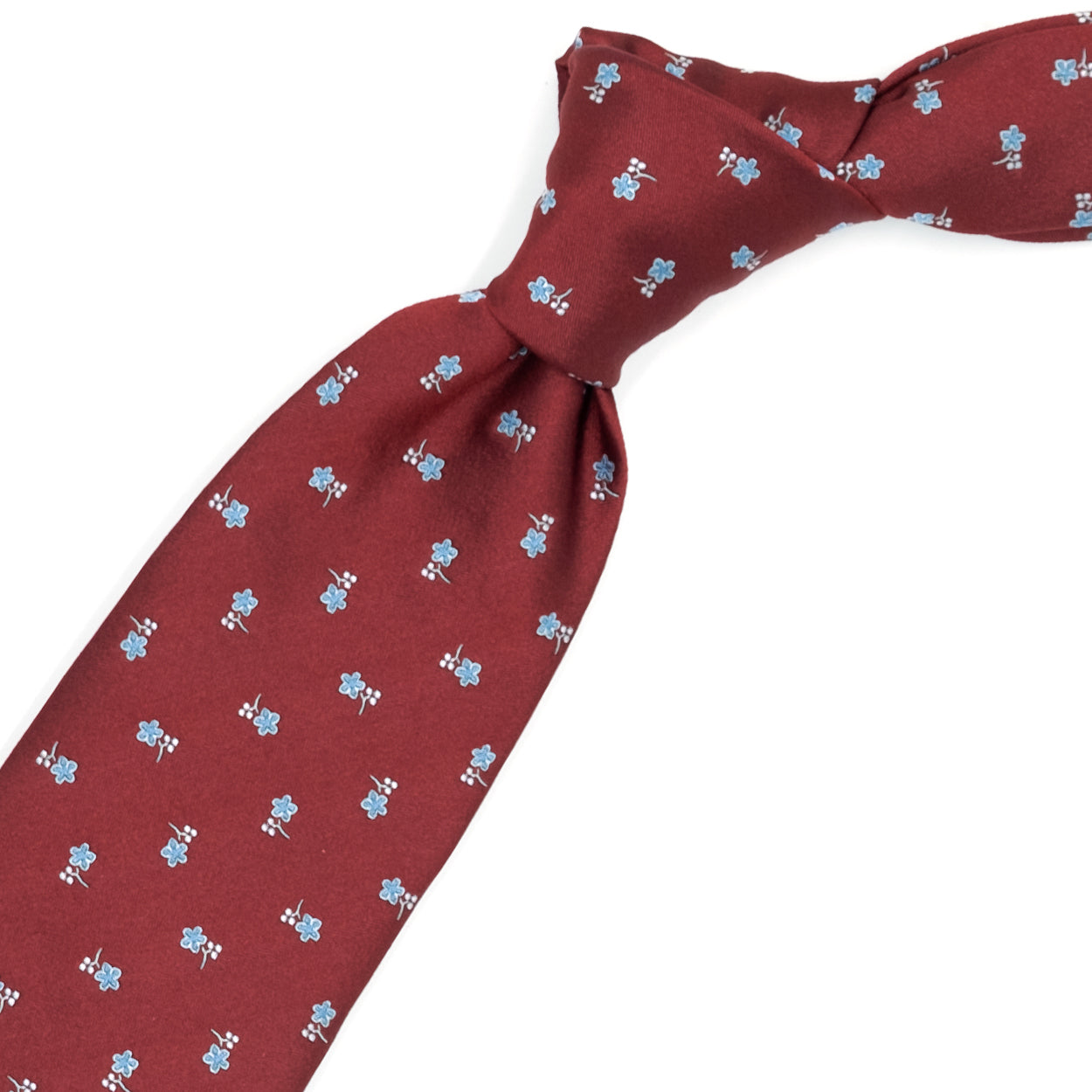 Red tie with blue flowers