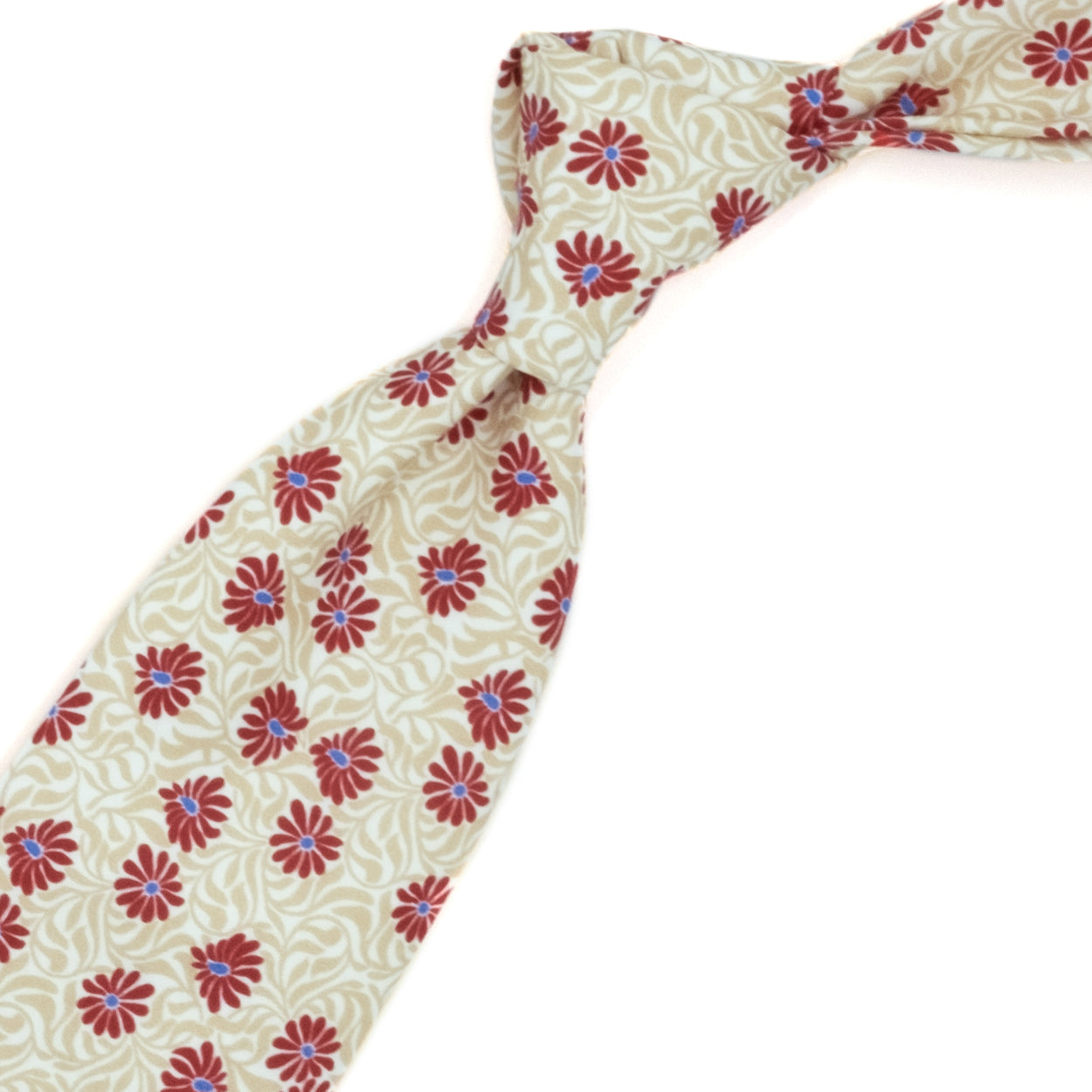 Beige tie with red flowers