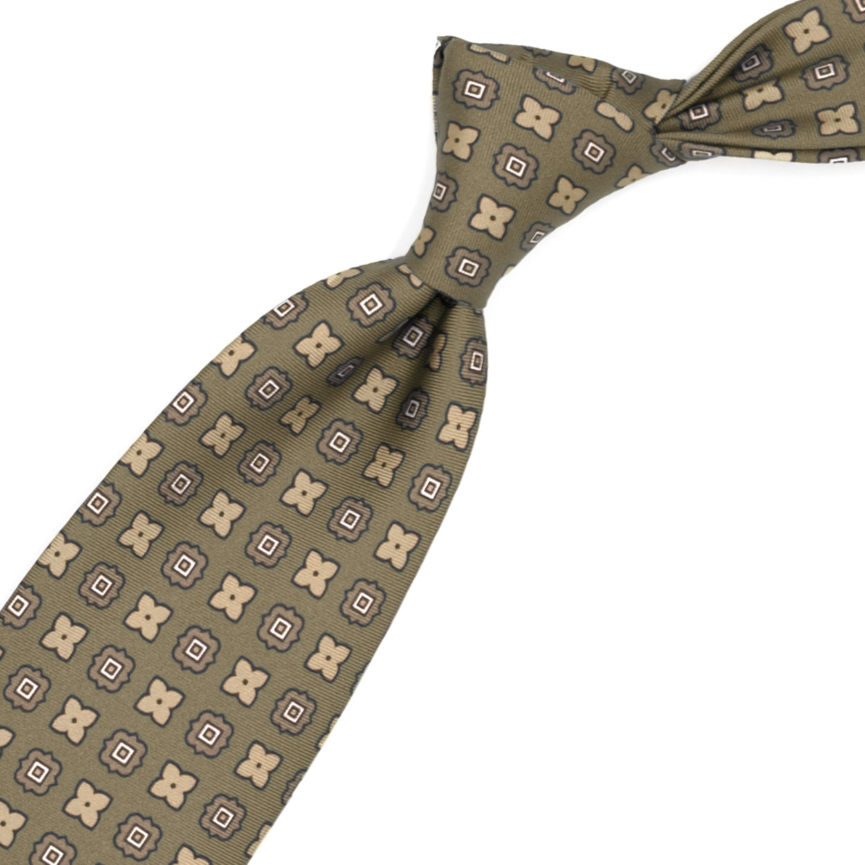 Beige tie with light beige and tone-on-tone flowers