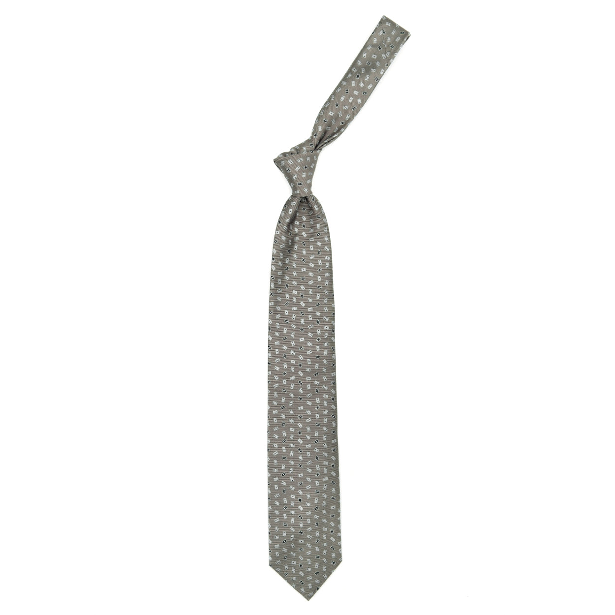 Dove-coloured tie with Domino tiles