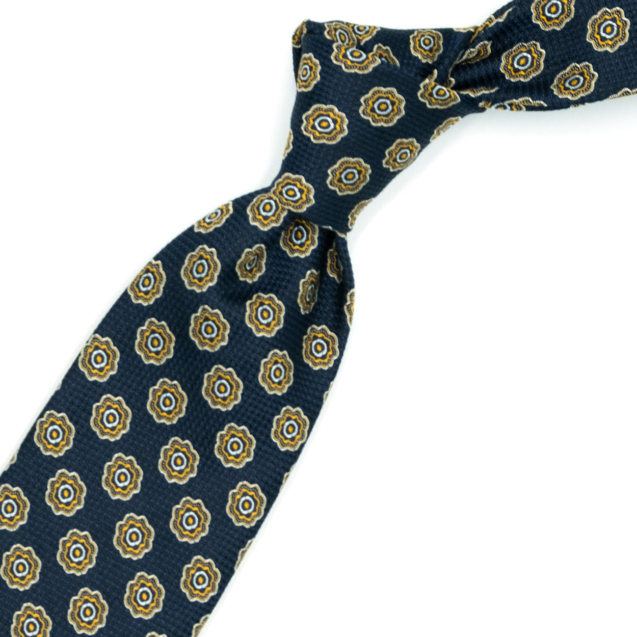 Blue tie with yellow flowers