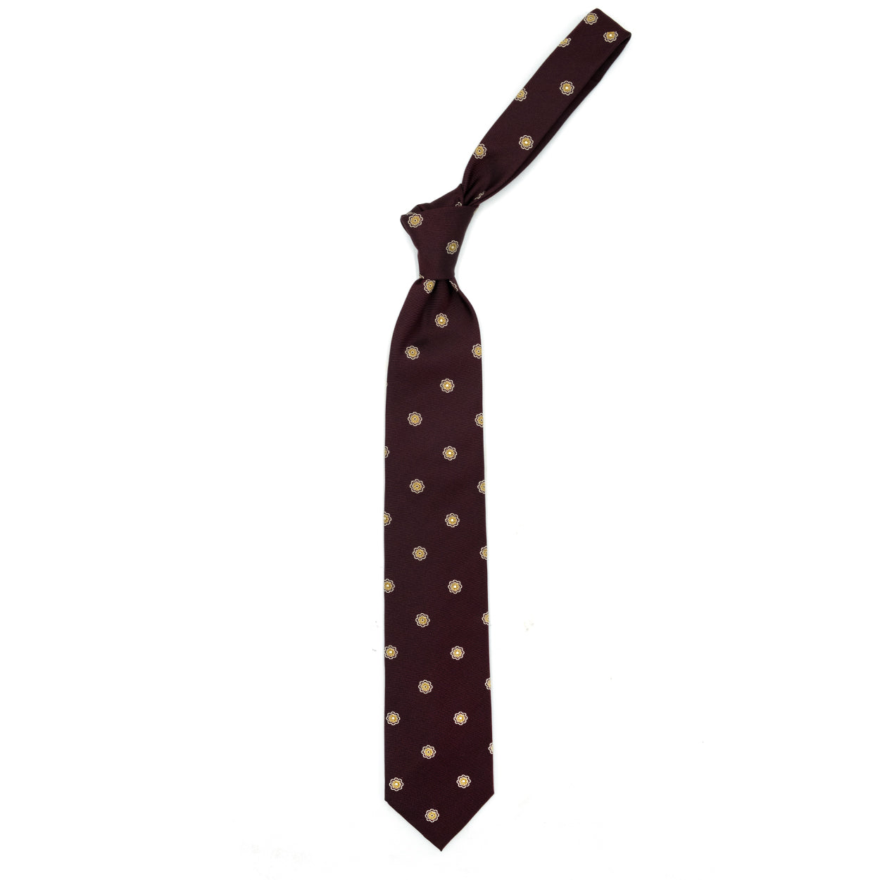 Bordeaux tie with mustard flowers