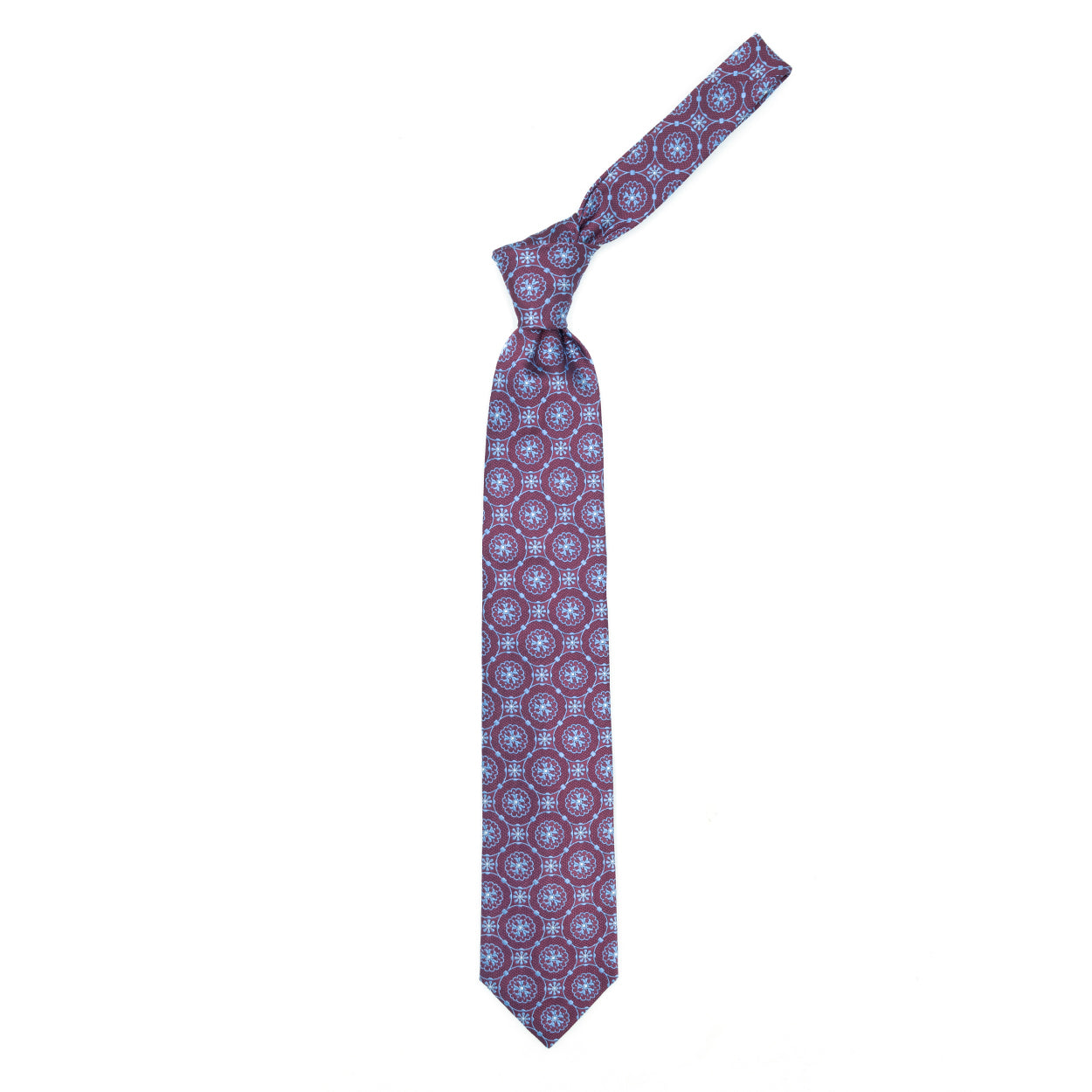 Magenta tie with blue flowers