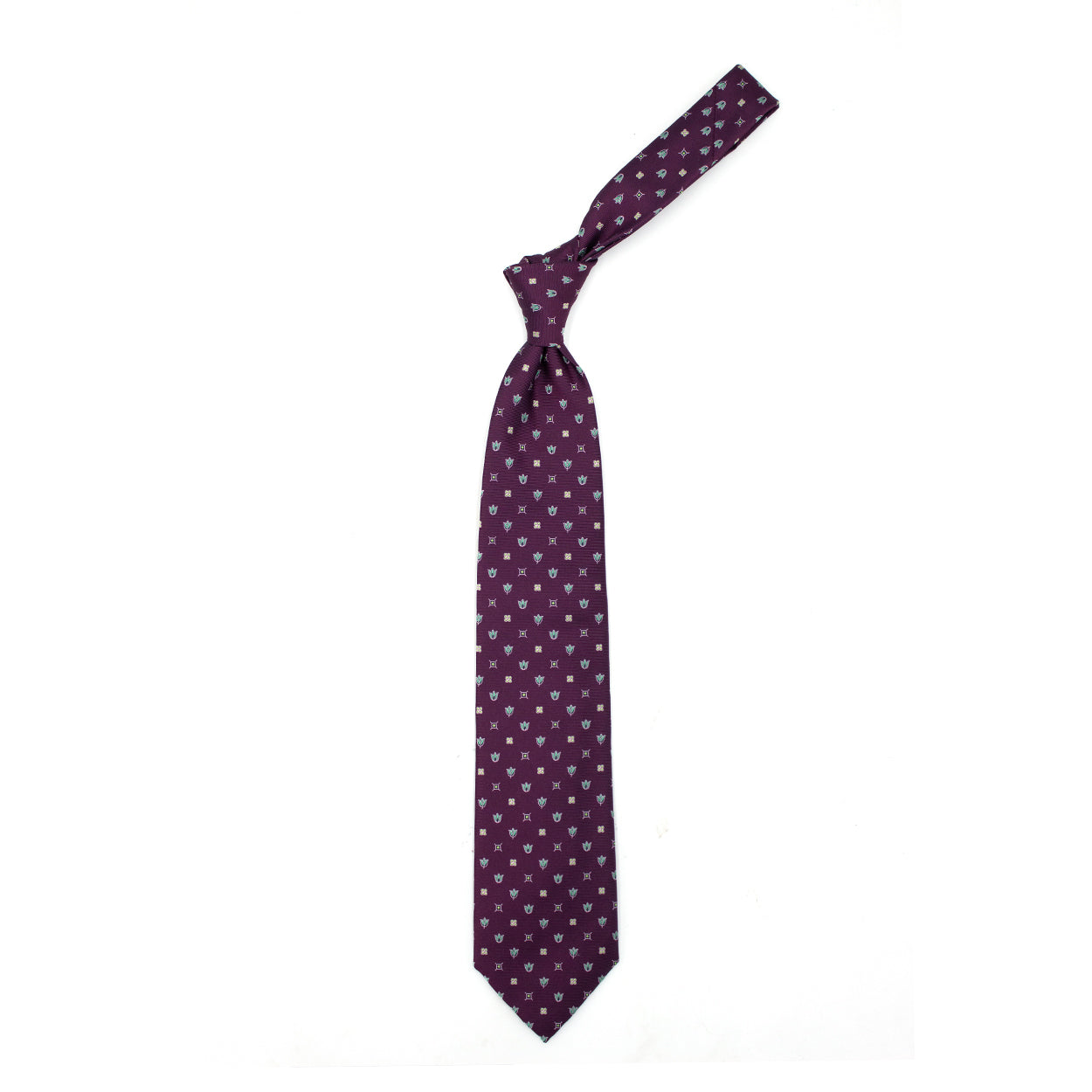 Plum tie with green flowers