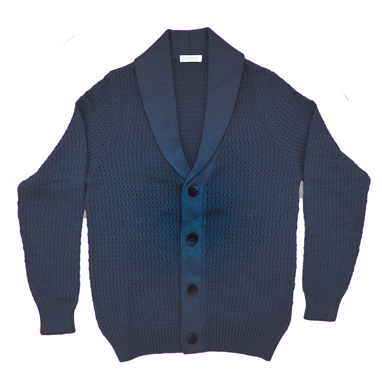 Blue shawl collar cardigan