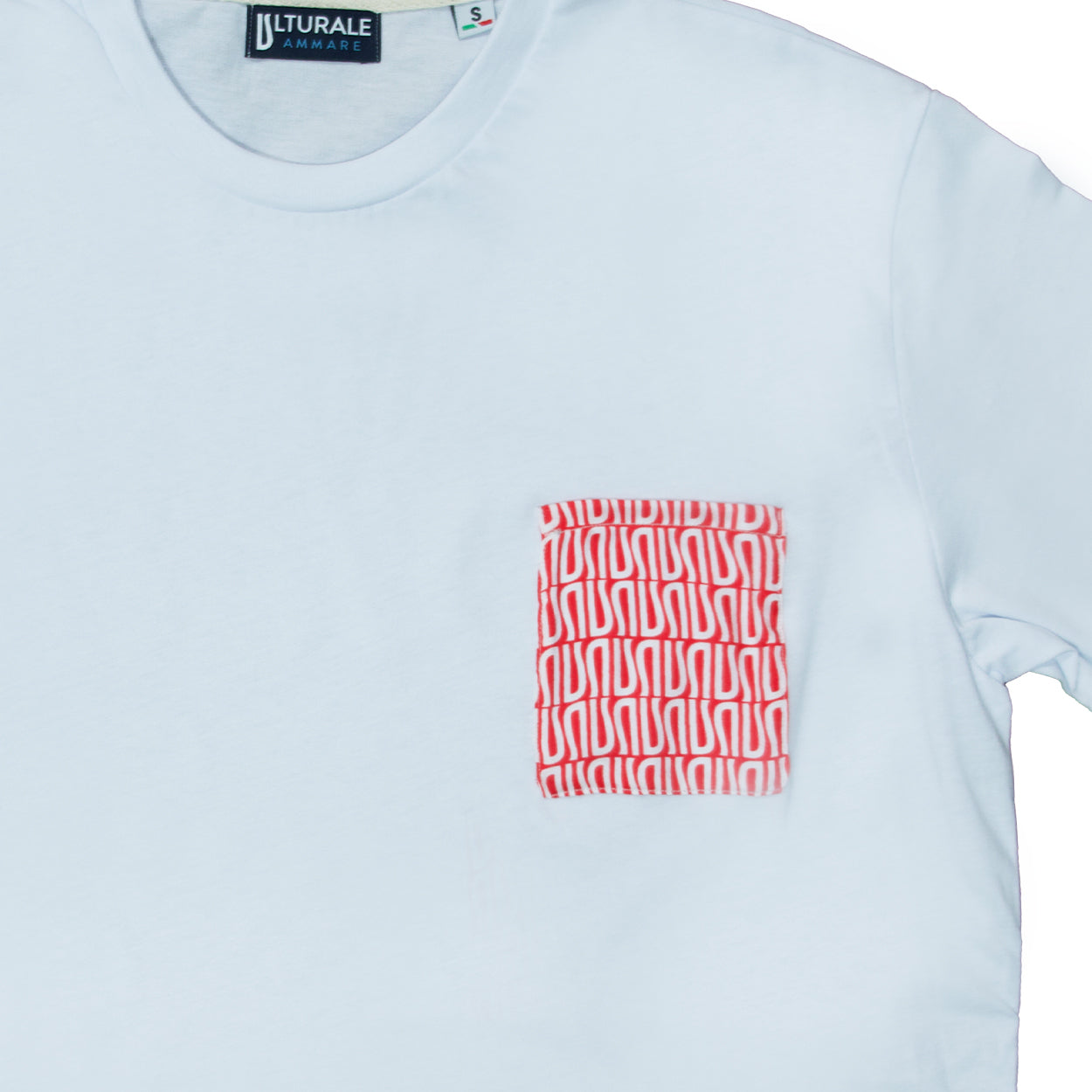 White T-Shirt with red pocket and white logomania